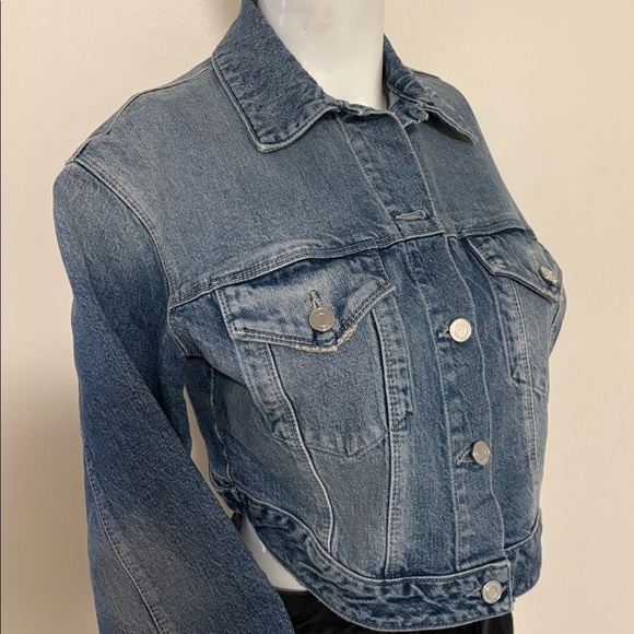 RtA Jackets & Blazers - RtA Denim Lani Blue Cropped Asymmetrical Jean Jacket Coastal Cowgirl Festival